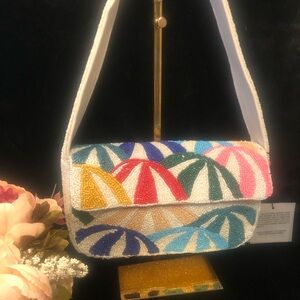 NWT Beaded Sunbrella Multicoloured Bag